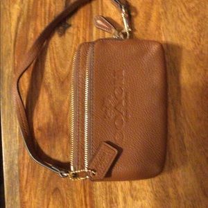 Coach Soft Leather Tan Brown Wristlet